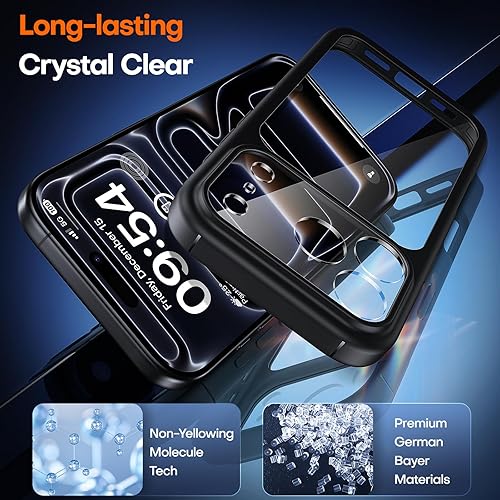 Miniatura 714 de TAURI Funda 3 en 1 para iPhone 13 Pro, [no amarilla] con 2 protectores de pantalla, funda delgada a prueba de golpes para iPhone 13 Pro, color negro