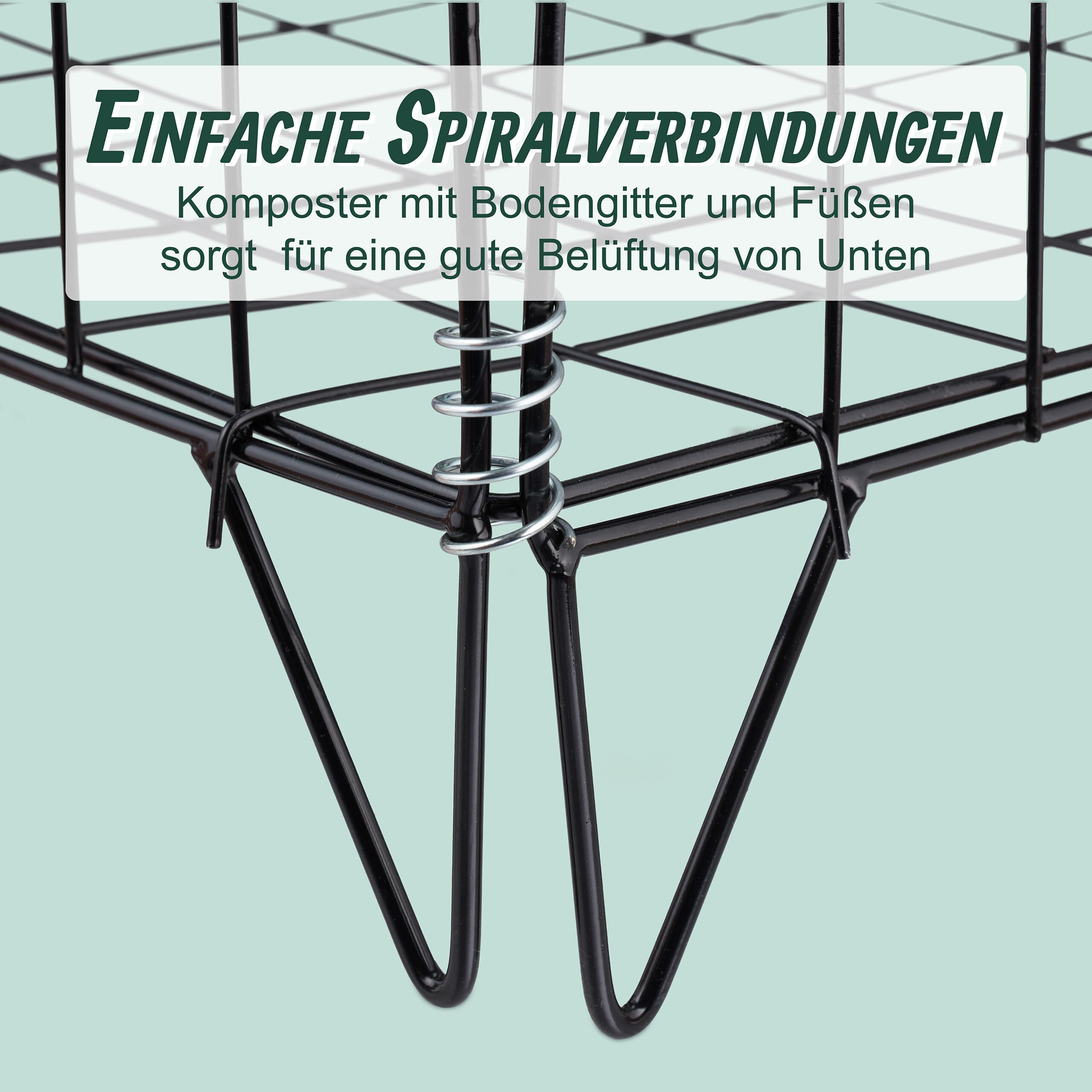 Relaxdays Komposter Metall, Bodengitter und Füße, HBT: 68 x 46 x 46 cm, für Gartenabfall, Kompostgitter, Stahl, schwarz