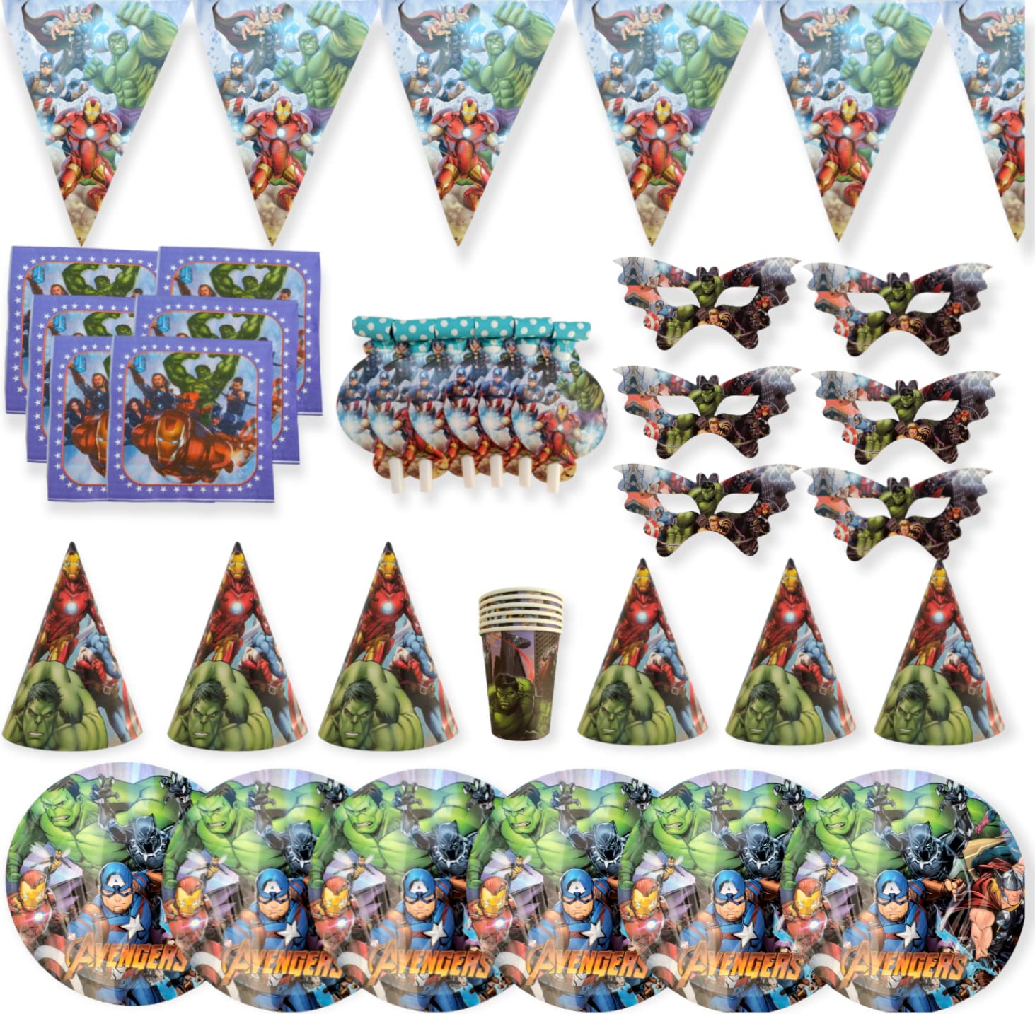 FAM 37pcs Superhero Tableware For Superhero Tableware Party – Superhero Birthday Decorations – Birthday Party Supplies – Superhero Plates Party