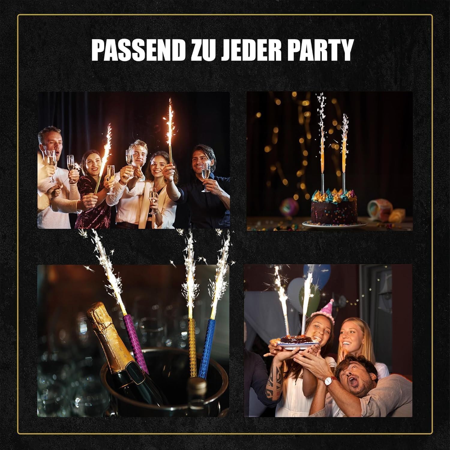 120 Stück je 12 cm h2i Eissterne Eisfontäne Sprühkerze für Verlobung-Hochzeit-Geburtstag Jugend-Party-Tisch-Feuerwerk Deko für Kuchen Torten Flaschen