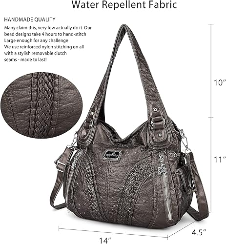 Miniatura 3 de Carteras y bolsos de mano para mujeres, bolso tote de moda, bolsos de hombro con asa superior, carteras tipo satchel de cuero sintético lavado