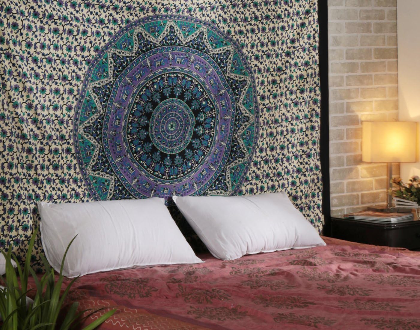 Handicrunch Mandala Tapestries Wall Hanging Indian Hippie Tapestry Bohemian Wall Tapestries for Dorms College Decor Bedding - Beach Blanket Picnic Sheet (60x90 Inches)
