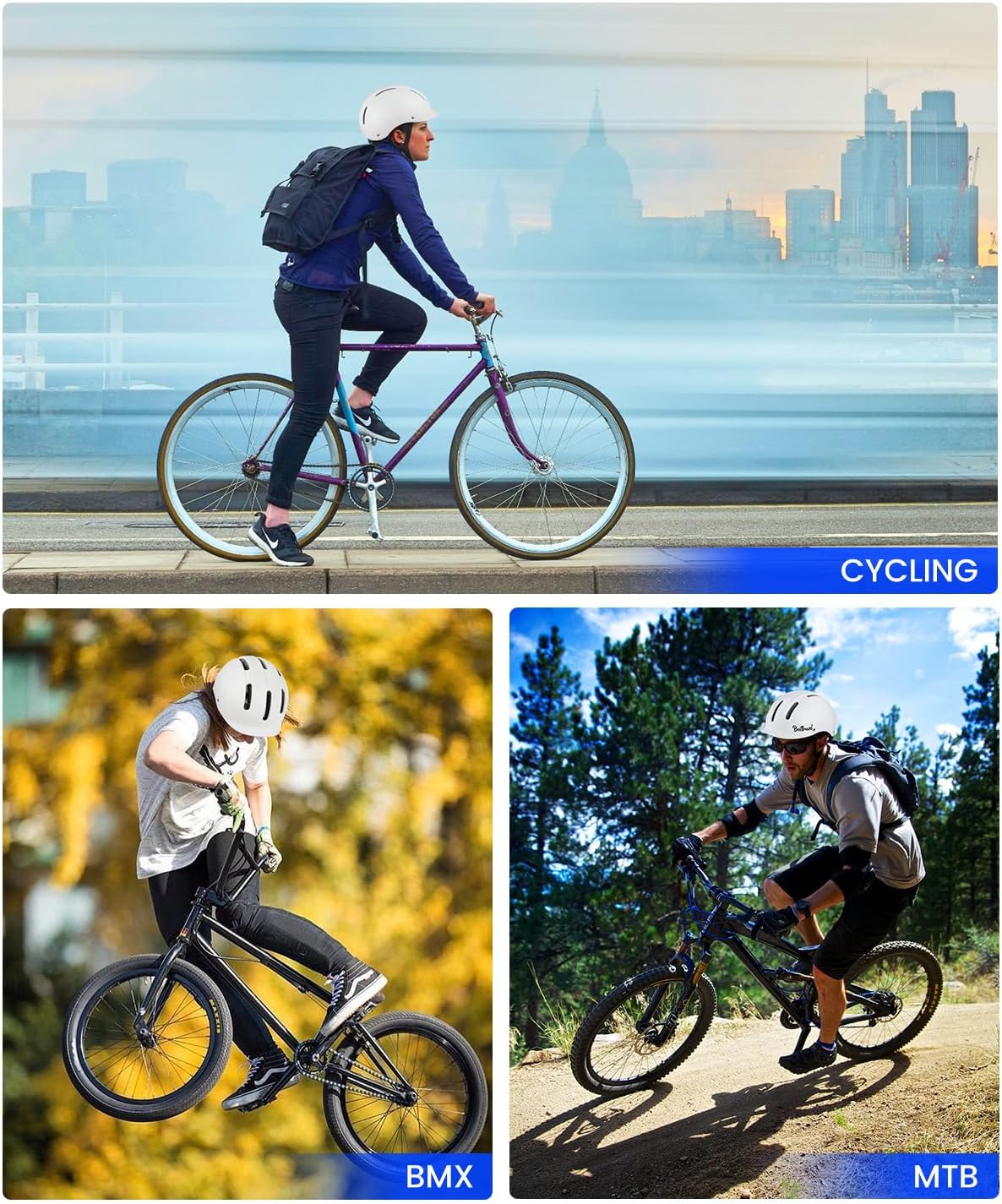 Skateboard Helmet, Adjustment Bike Helmets, Multi-Sport Bicycle Skateboard Skating Longboard Commuter Helmet for Men Women