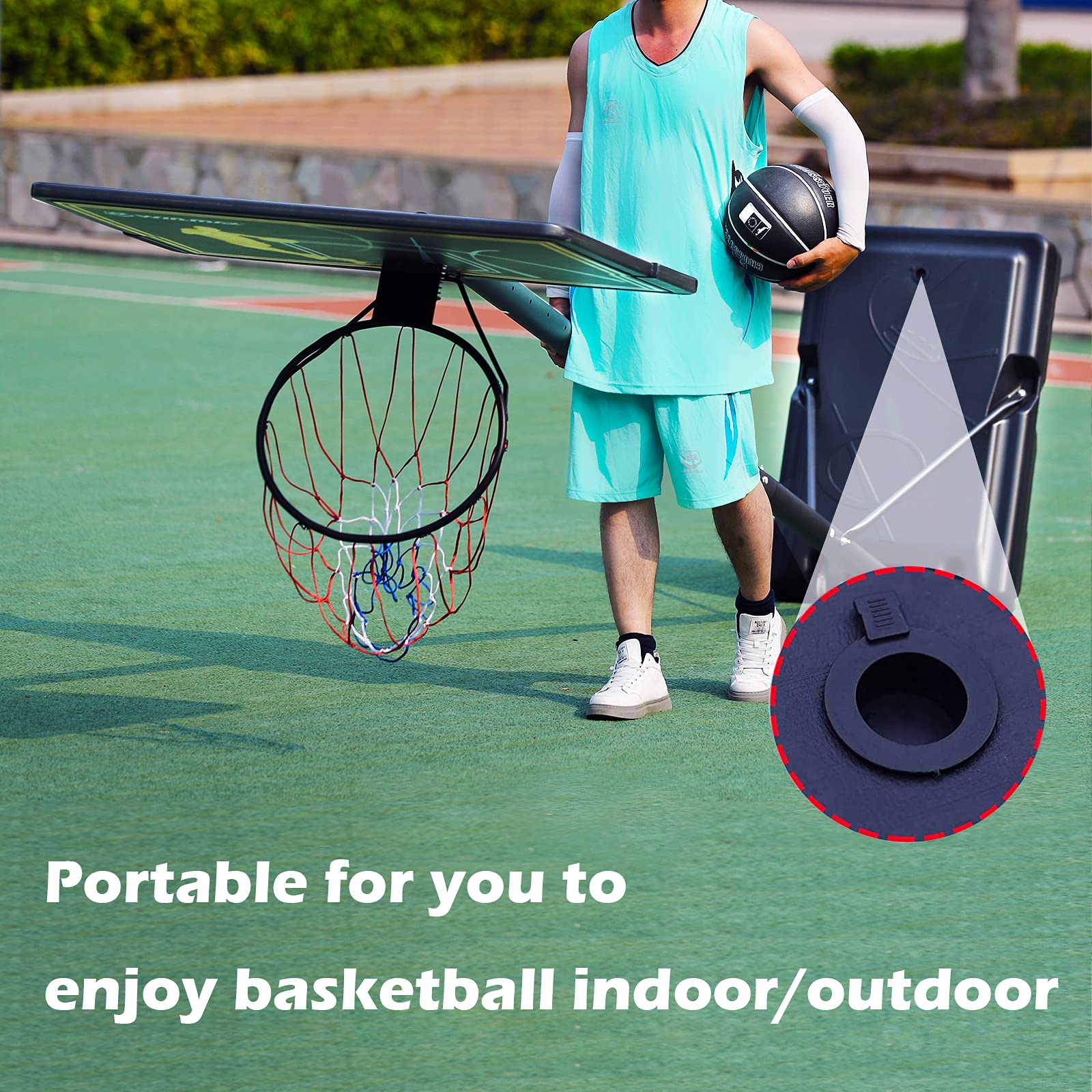 WIN.MAX Portable Basketball Hoop Goal System 4.810ft Adjustable 44in