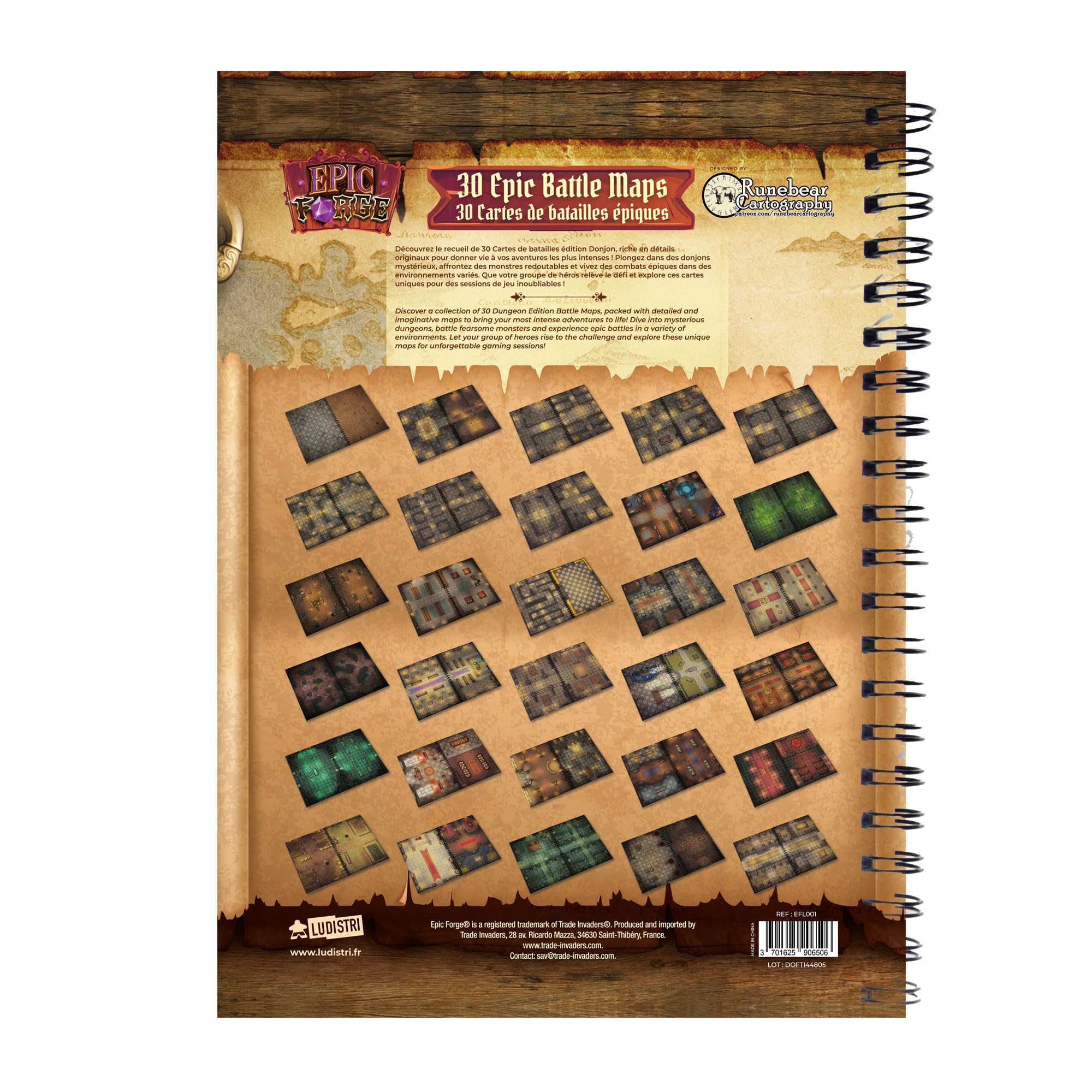 Epic Forge - Tablero de Mesa para Juegos: Mazmorras (305 x 420 mm), Formato A3, Rojo y marrón