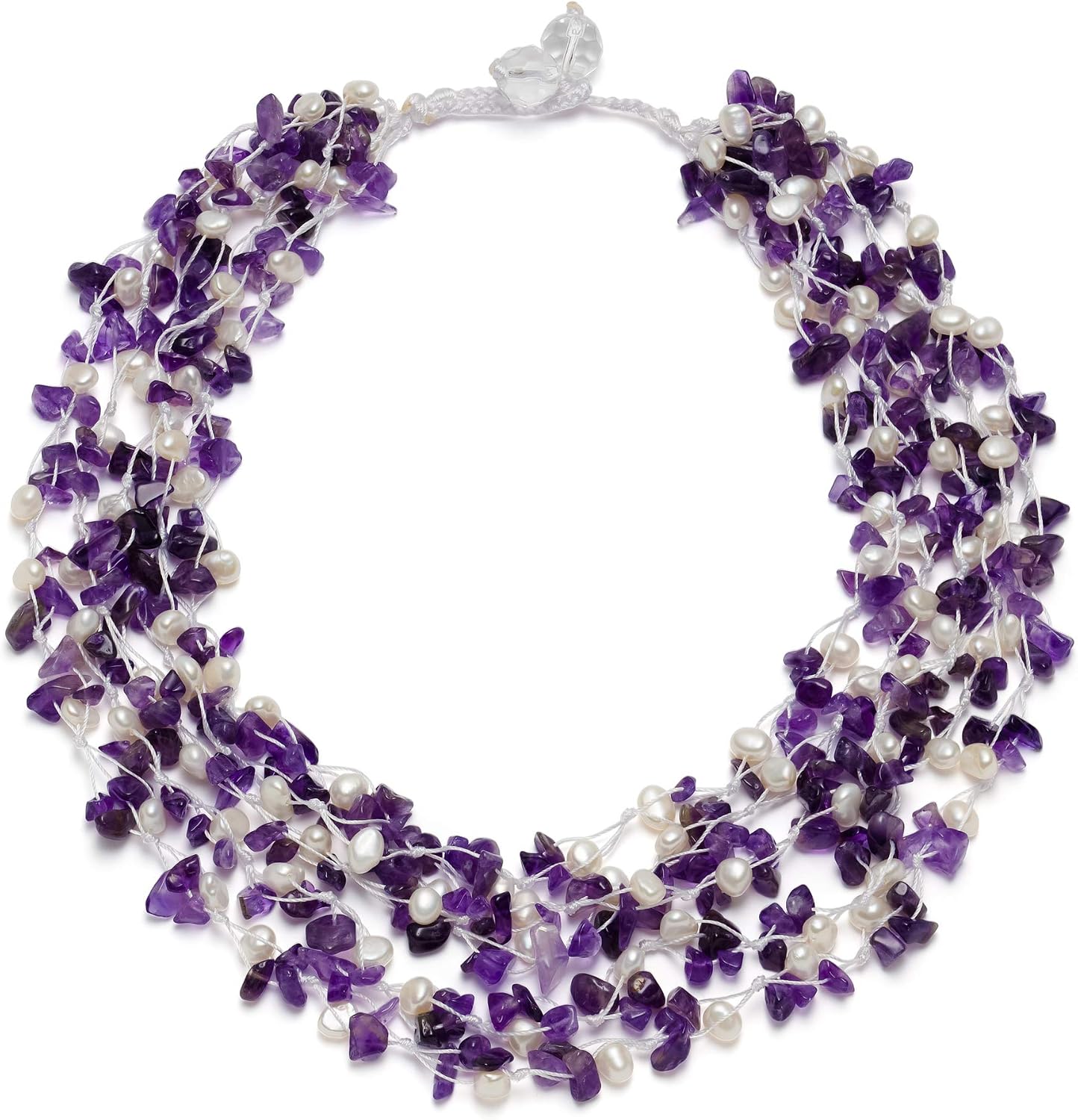 HinsonGayle 5-Strand Handwoven Gemstone & Freshwater Cultured Pearl Necklace