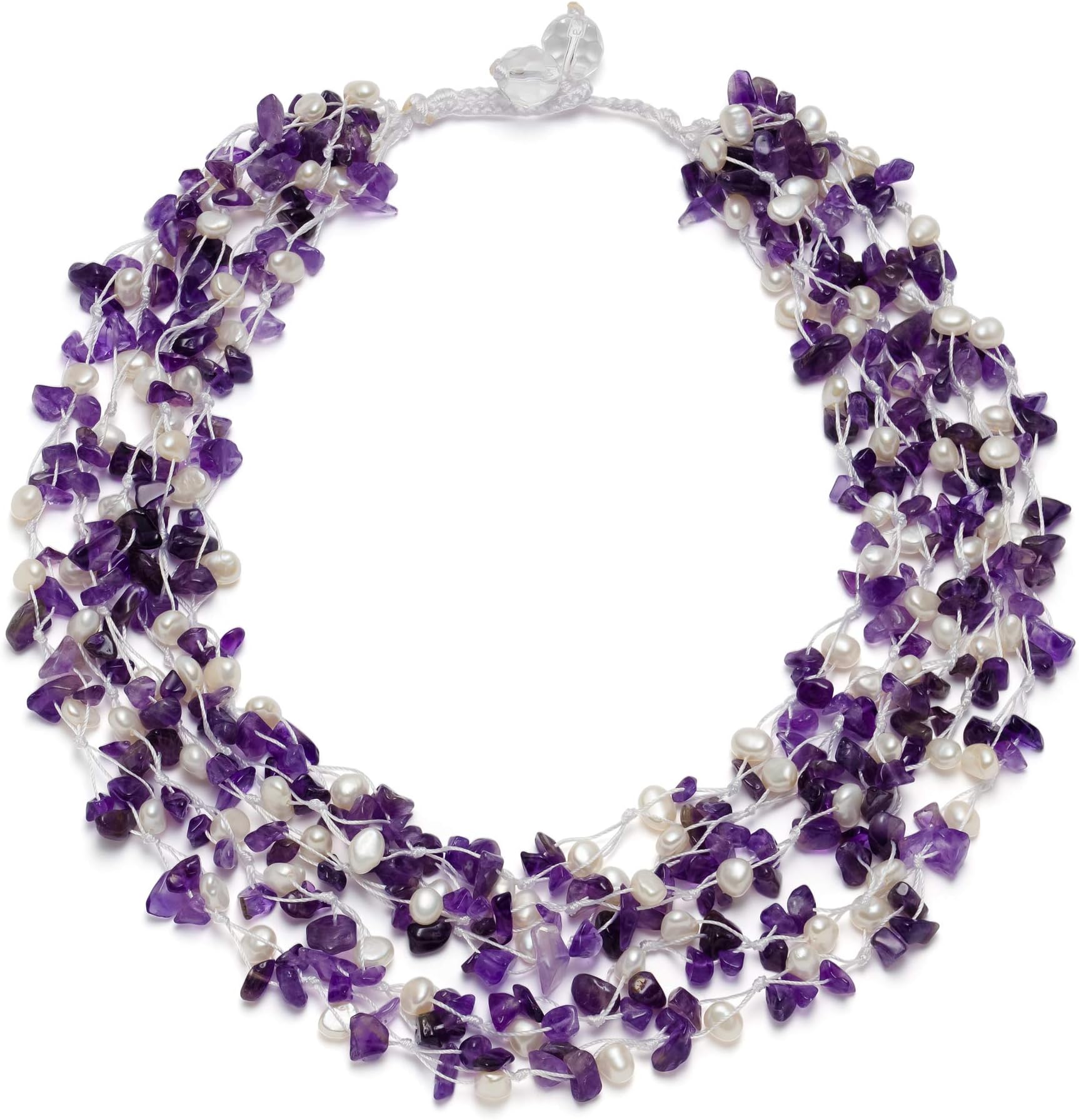 HinsonGayle 5-Strand Handwoven Gemstone & Freshwater Cultured Pearl Necklace