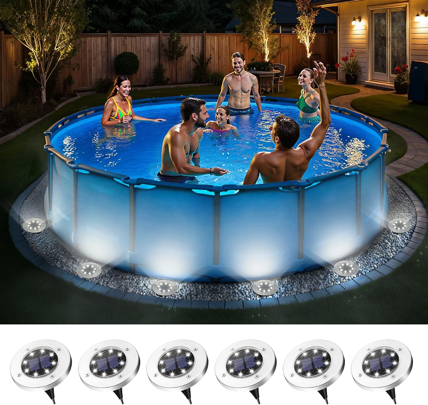SOLPEX 6 Pack Solar Pool Lights for Above Ground Pools
