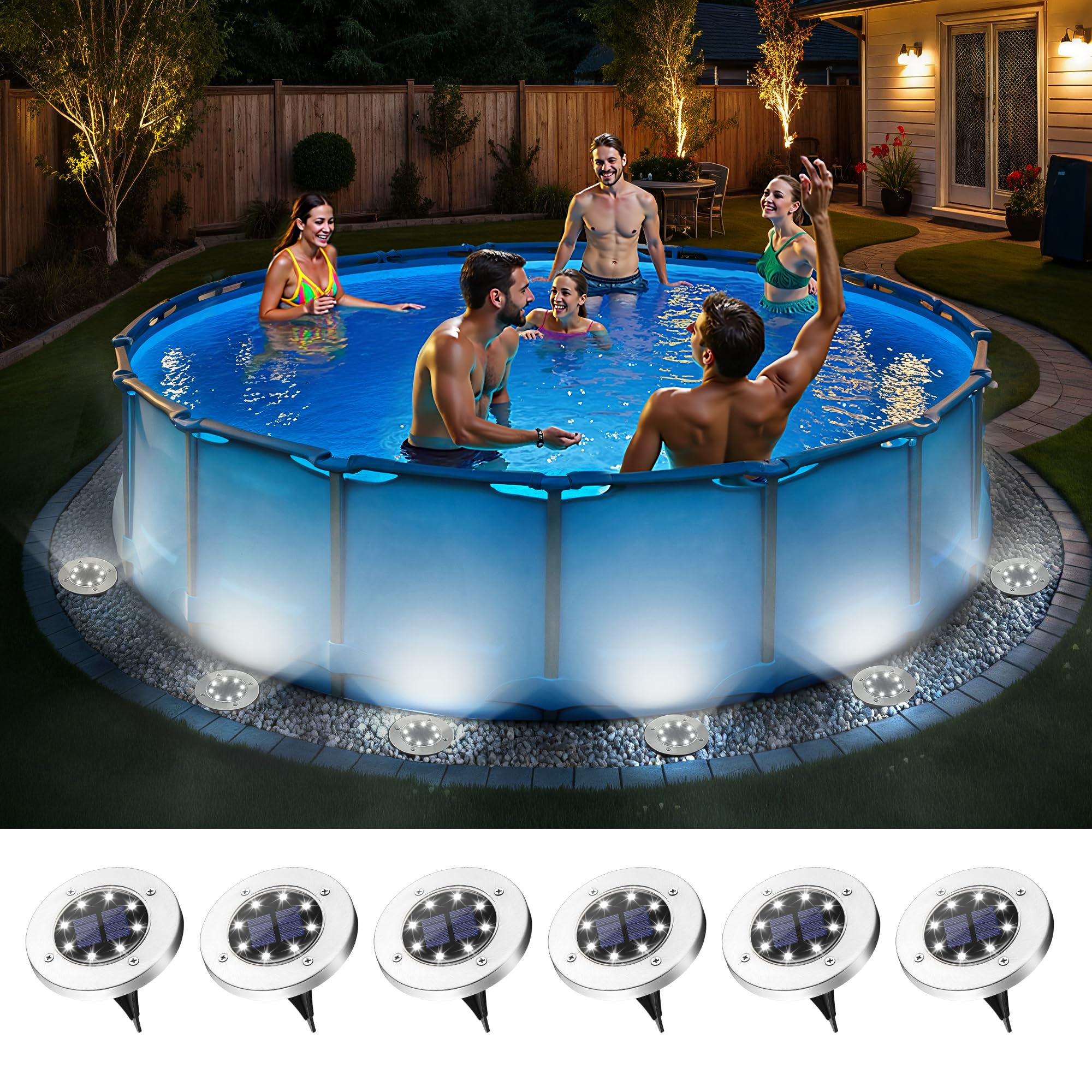 SOLPEX 6 Pack Solar Pool Lights for Above Ground Pools