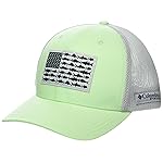 Columbia Unisex PFG Fish Flag Mesh Ball Cap, Key West/Cool Grey/US Fish Flag, Small/Medium