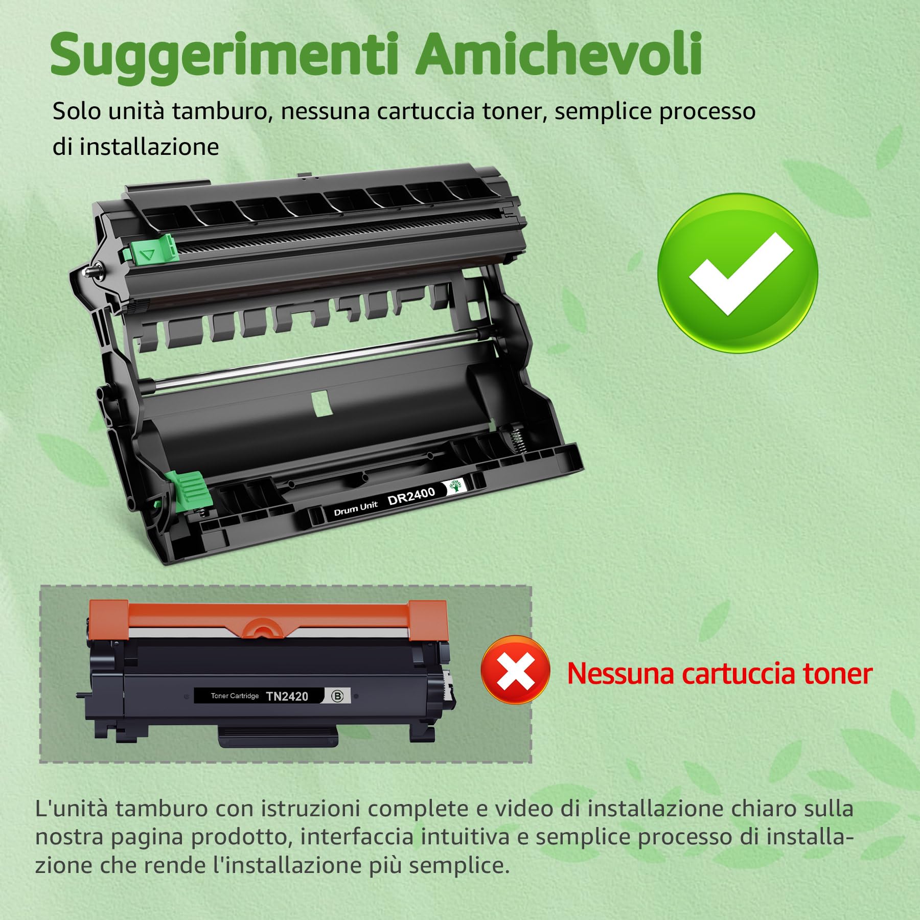 GREENSKY DR2400 Tamburo Compatibile per Brother DR-2400 Unità Tamburo per Brother HL-L2350DW Brother MFC-l2710DW MFC L2710DW MFC-L2710DN MFC-L2750DW Brother DCP-L2530DW HL-L2310D HL L2370DN HL-L2375DW