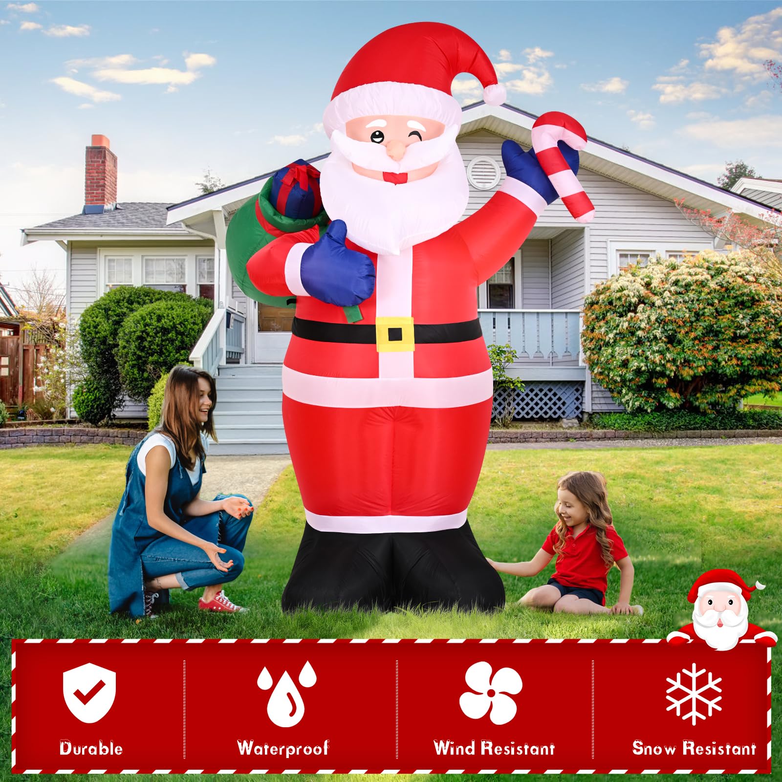 Snapklik.com : FRAMICS 12 FT Tall Christmas Inflatables Santa Outdoor