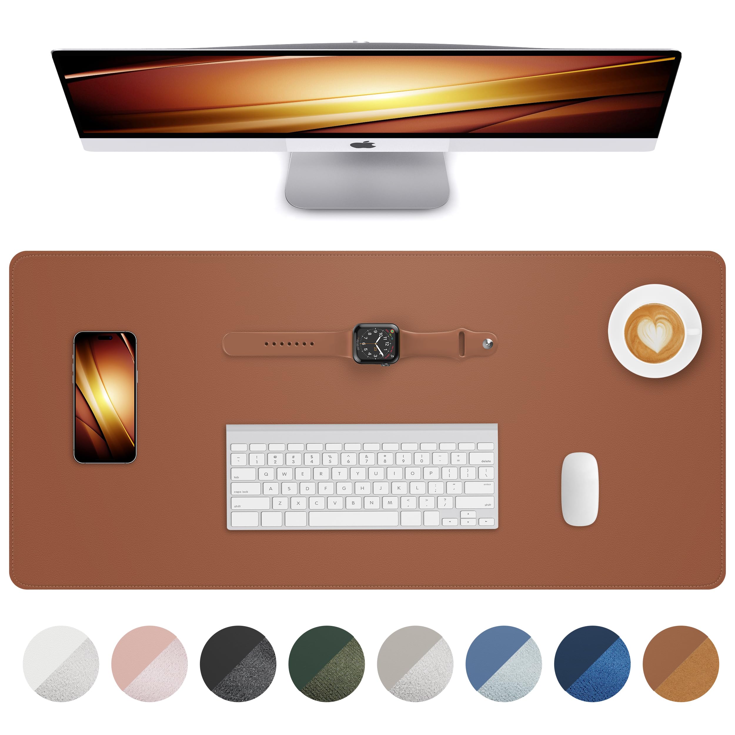 Leather Desk Mat, Mouse Pad,Office Desk Pad, Non-Slip PU Leather Desk Blotter mat,Laptop Desk Pad,Waterproof Desk Writing Pad for Office and Home (