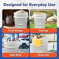 Vista 7 de ePackageSupply Cubo blanco de 5 galones con rosca de sello gamma negro en la tapa hermética, fabricado en Estados Unidos, grado alimenticio