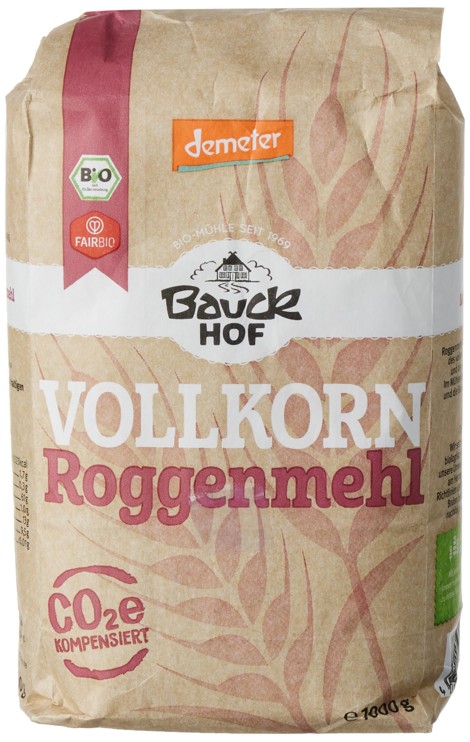 Bauck demeter Roggenmehl Vollkorn, 1er Pack (1 x 1 kg)