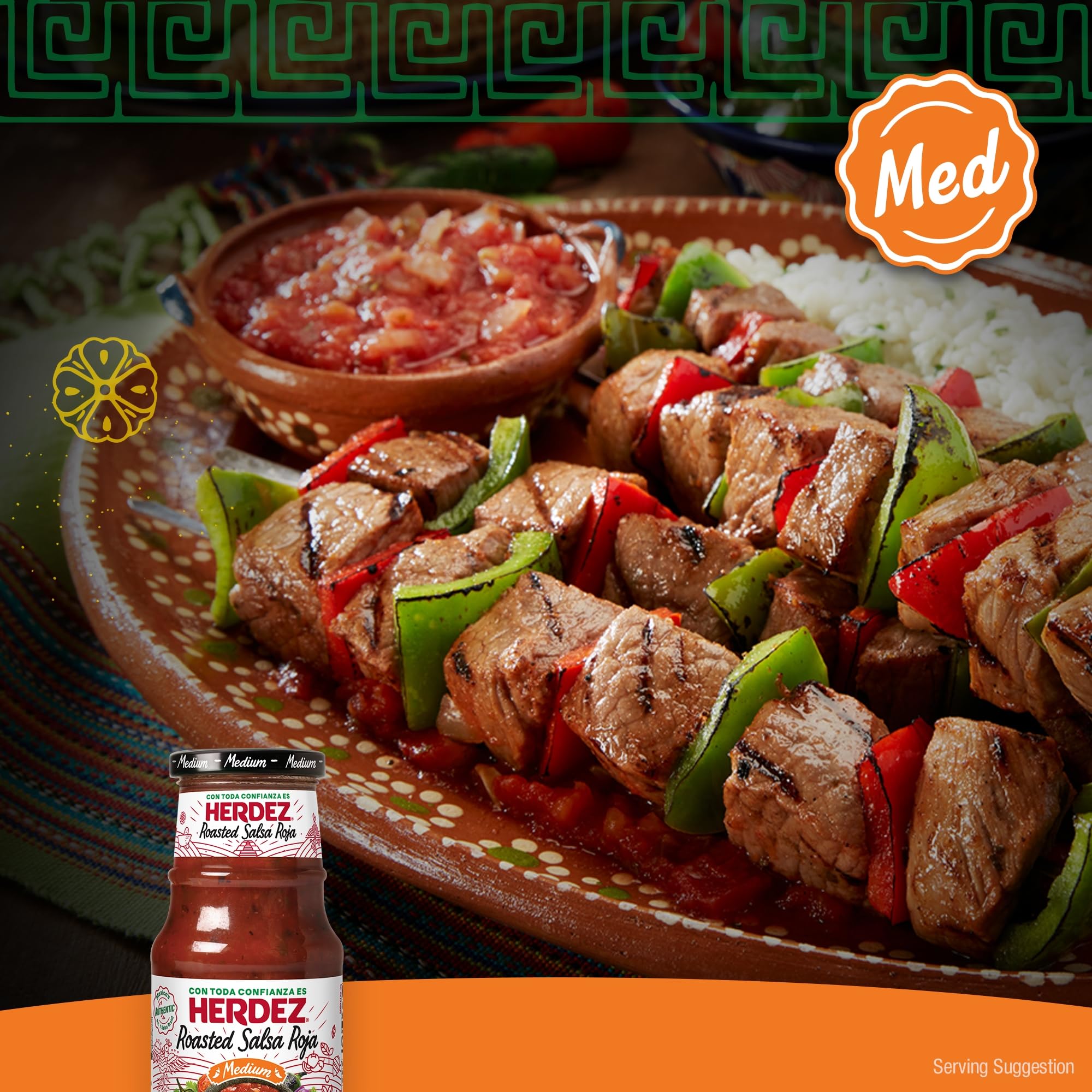 HERDEZ Roasted Salsa Roja, Medium, 15.7 oz Jar– Smoky & Spicy Red Salsa for Tacos & Enchiladas