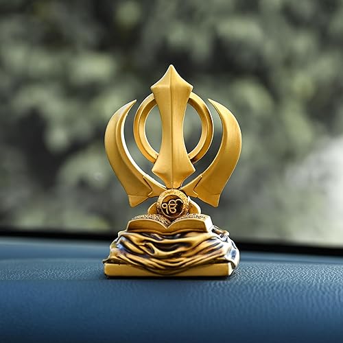 Khanda Sahib Statue Sikh Religious Symbol Golden Khanda Sahib Idol