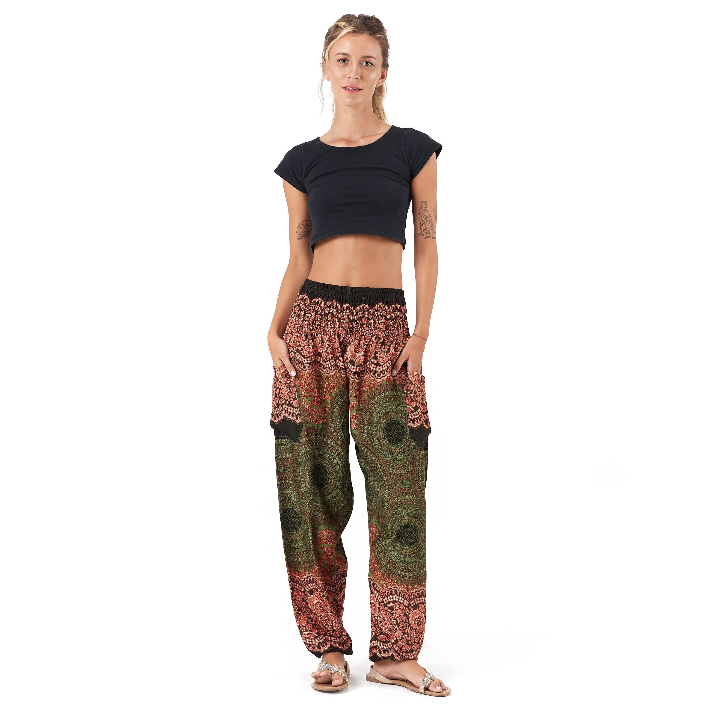 Happy Trunks Harem Pants Women- Hippie Pants for Women – Boho Clothing Bohemian Trousers for Yoga Beach Festival - Casual Loose Lounge Gypsy Pants with Pockets