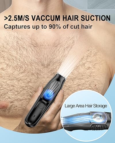 Miniatura 2 de ASAHINA Recortadora de pelo corporal para hombres, recortadora eléctrica de succión de cabello, cortadora de pelo impermeable, uso húmedoseco,