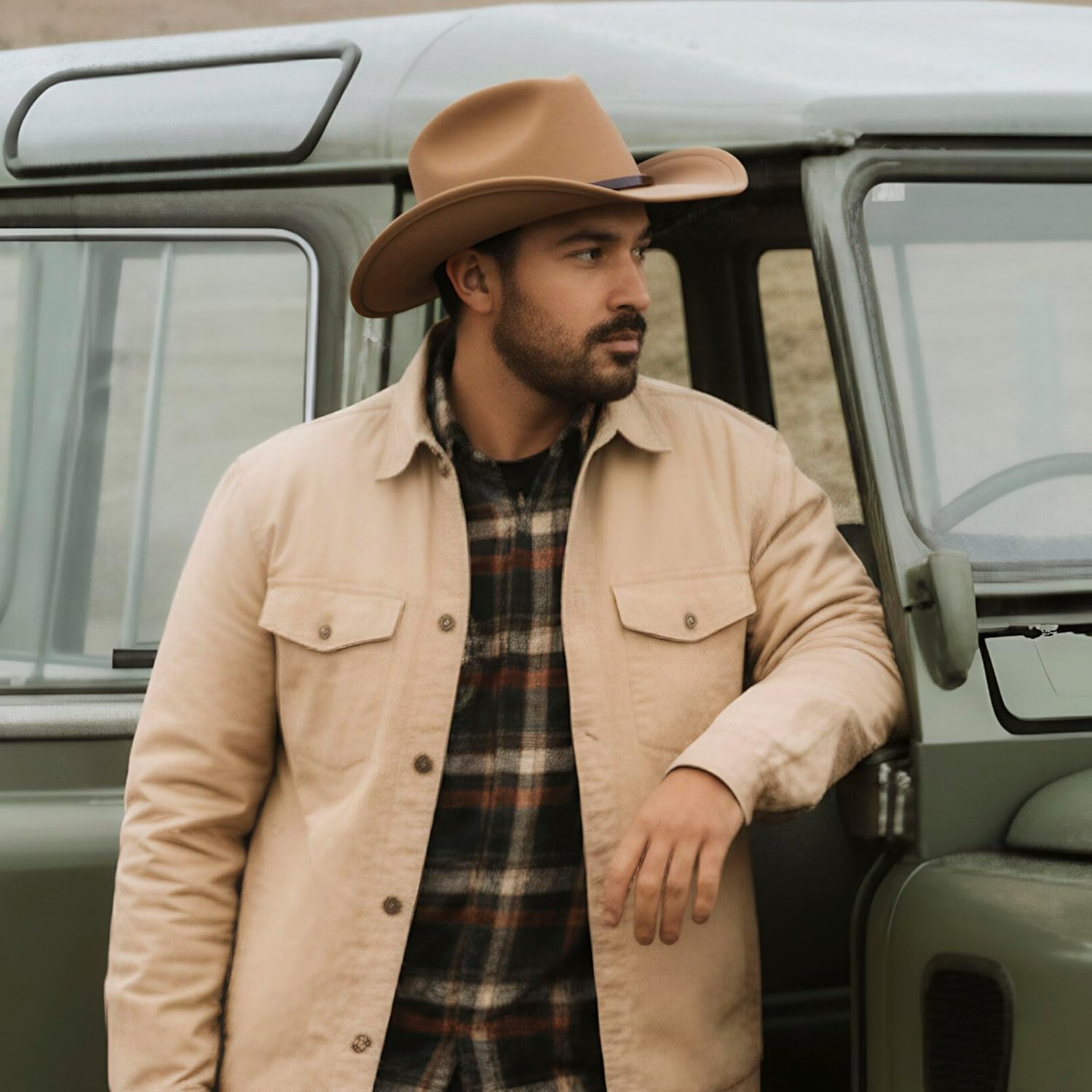 MIX BROWN Cowboy Hat Water-Resistant Felt Hats 100% Wool Wide Brim Western Panama Rancher Hat for Women Men - Image 7