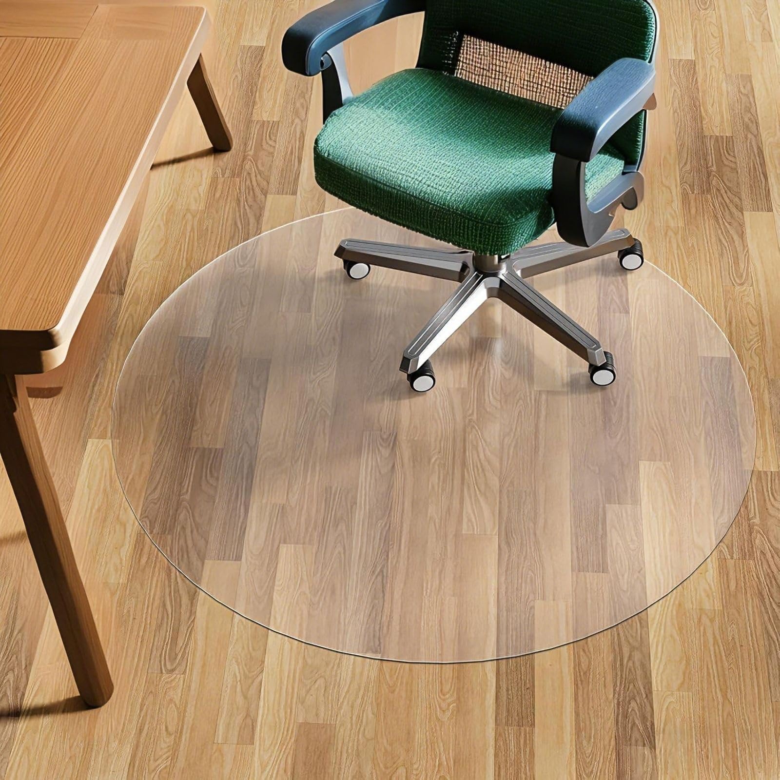 Alfombrillas Redondas de protección de Suelo de 1mm for baldosas de Madera, Alfombrilla Transparente for Silla de Escritorio, for Madera Dura, Alfombra de Vinilo Impermeable(Frosted,110cm)