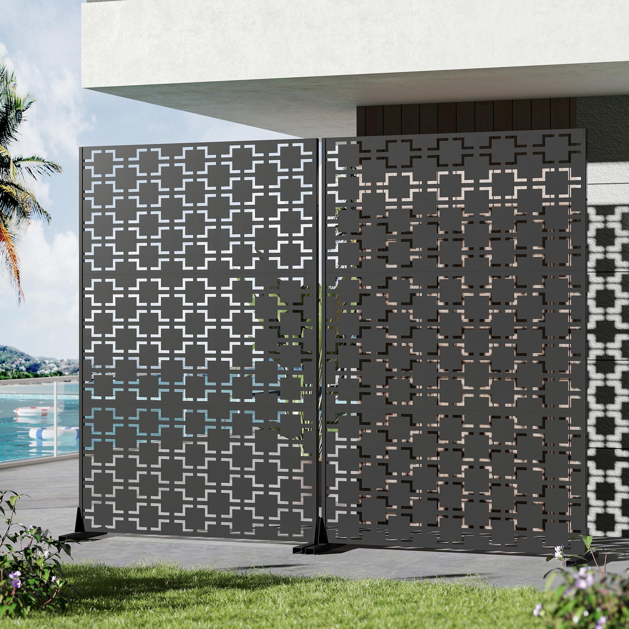 Garvee Panneau Brise Vue-Acier galvanisé-Design géométrique ajouré-Moderne