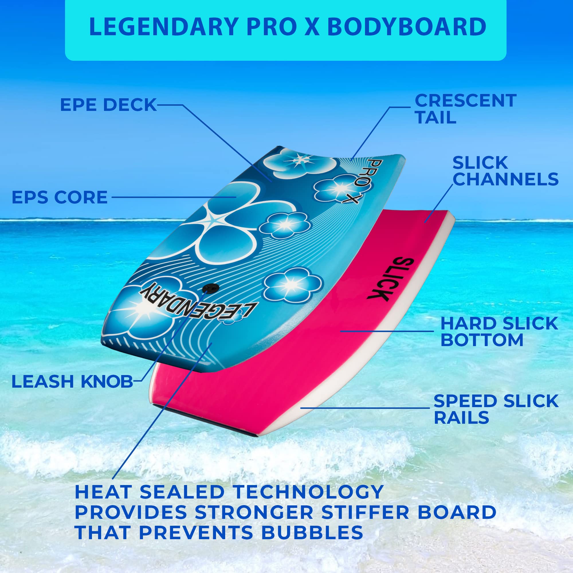 Amazon | Legendary Pro X ボディボード ビーチ用 ハードスリック