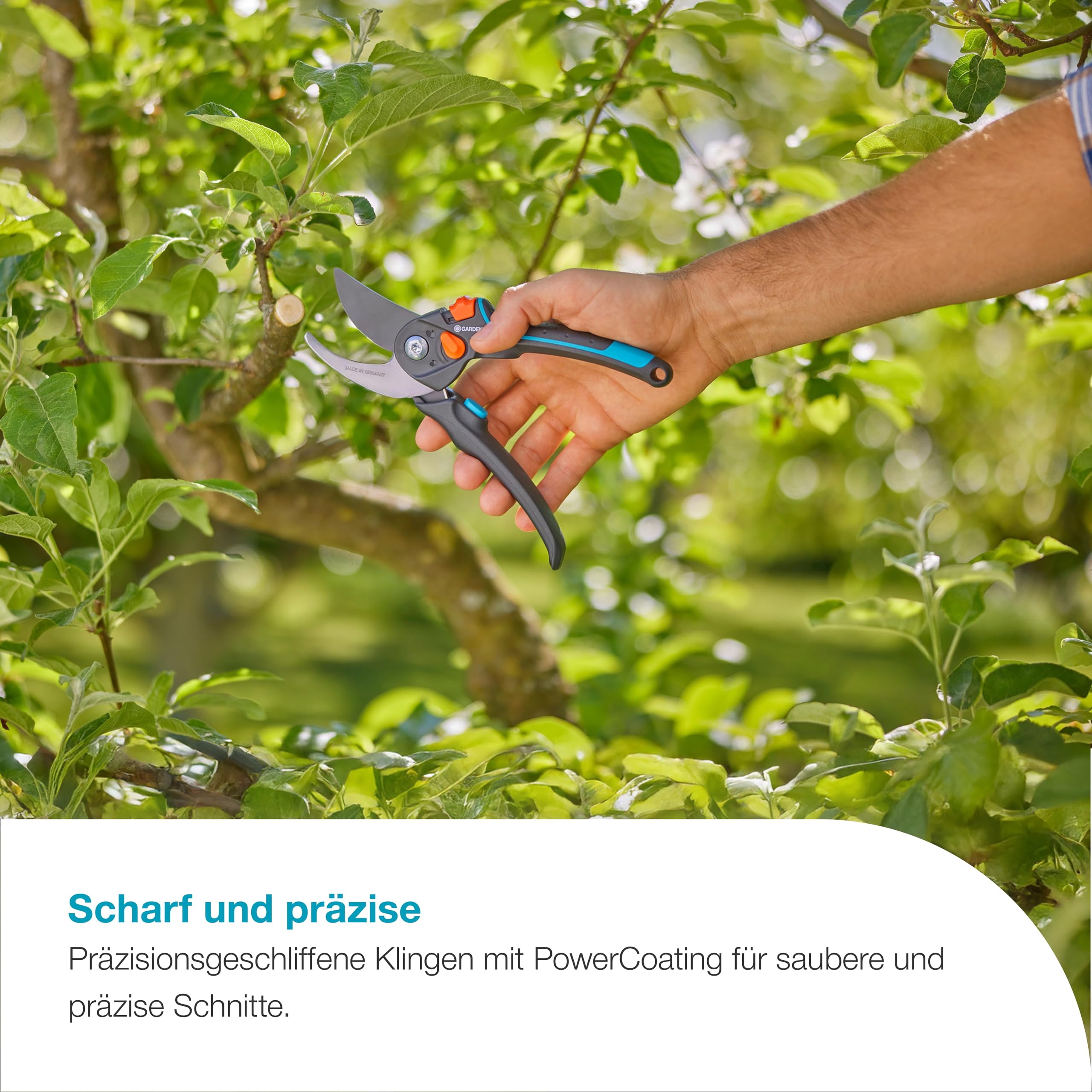 Gardena PremiumCut Pro Flex Gartenschere, Bypass-Schnitt, für frisches Holz, 24 mm Schnittdurchmesser, ergonomische Griffe, PowerCoating-Klingen, in Deutschland hergestellt (12252-20)