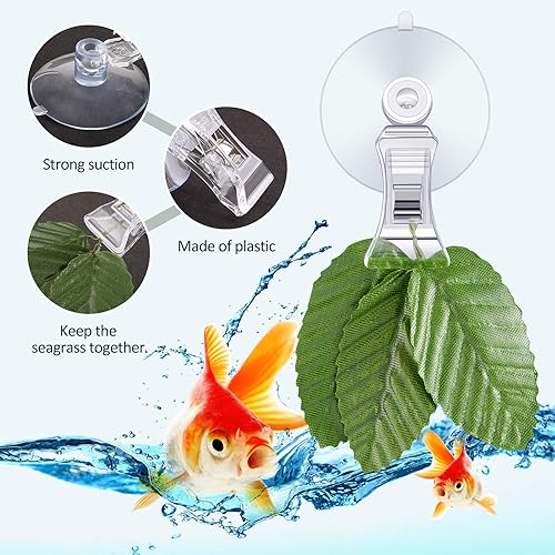 Miniatura 3 de Jetec 8 piezas de clip de algas marinas para peces, ventosas, con clip de soporte para alimento, para acuario, peceras, accesorios