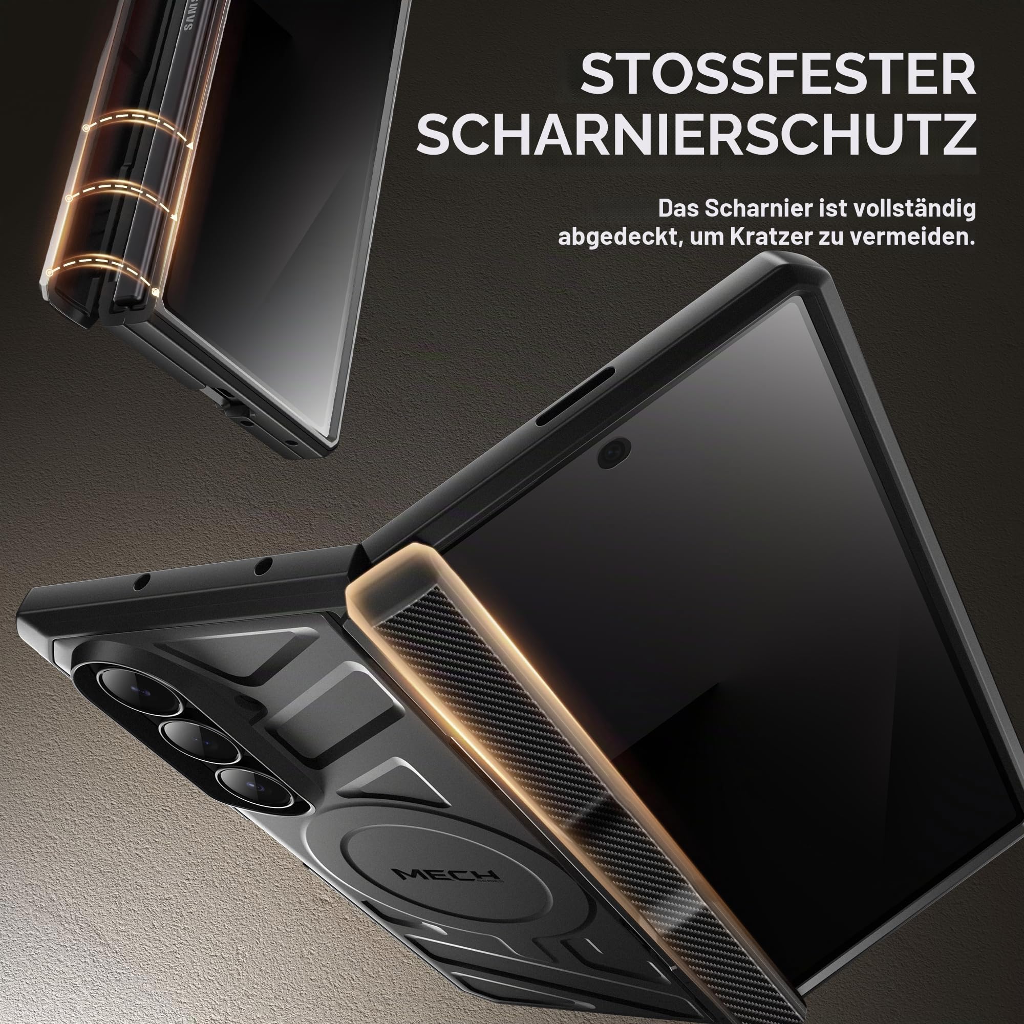 Tongate für Galaxy Z Fold 7 Hülle mit Privatsphäre Bildschirmschutz, [kompatibel mit MagSafe][Anti-Spionage] Stoßfeste Handyhülle, Integrierter Ständer & Scharnierschutz für Samsung Z Fold 7, Schwarz | Kompatibel mit MagSafe, stoßfeste Handyhülle, integri