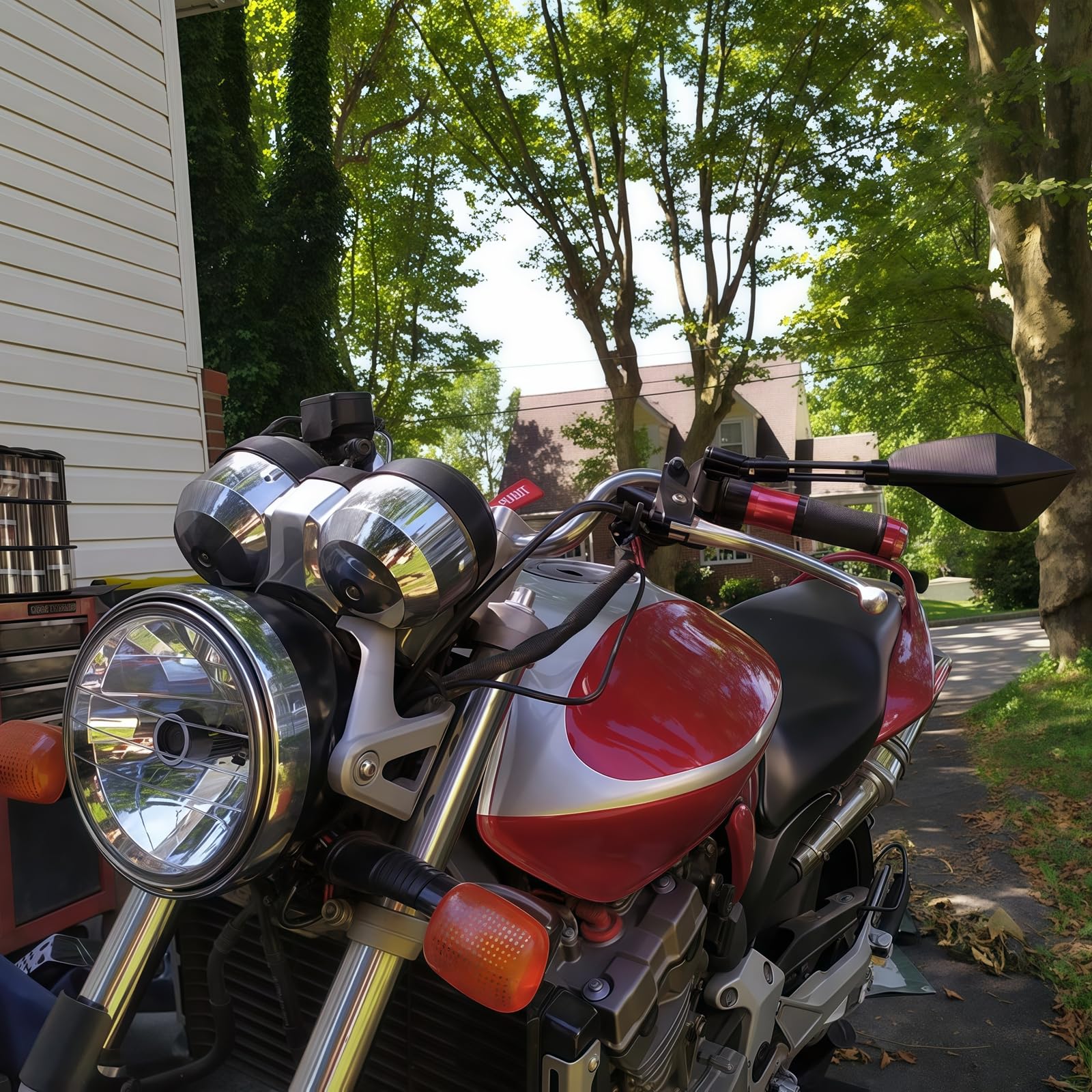 Amazon | ELIFEPARTS 汎用バイクミラー CNCタイプ アルミ 反射防止鏡面