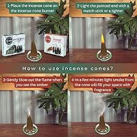 Vista 31 de TRUMIRI Incense Cones - Combo Pack of 20 Cone Incense - 10 Nag Champa + 10 Palo Santo - Insence Cones - Incense Cones Scented - Cone Incense Scents