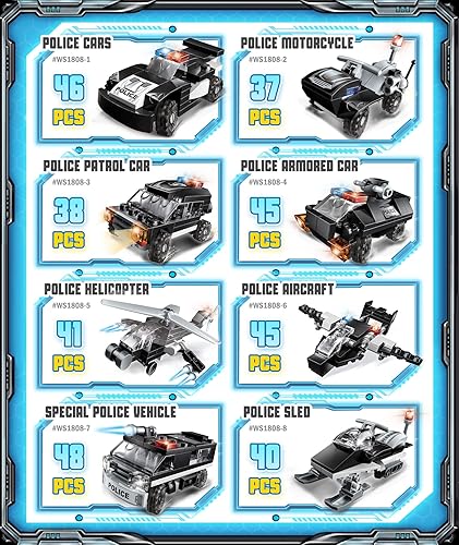 Miniatura 3 de Juego de bloques de construcción de policía de la ciudad para niños de 6 7 8 9 10 11 y 12 años con camión SWAT de policía coche de policía