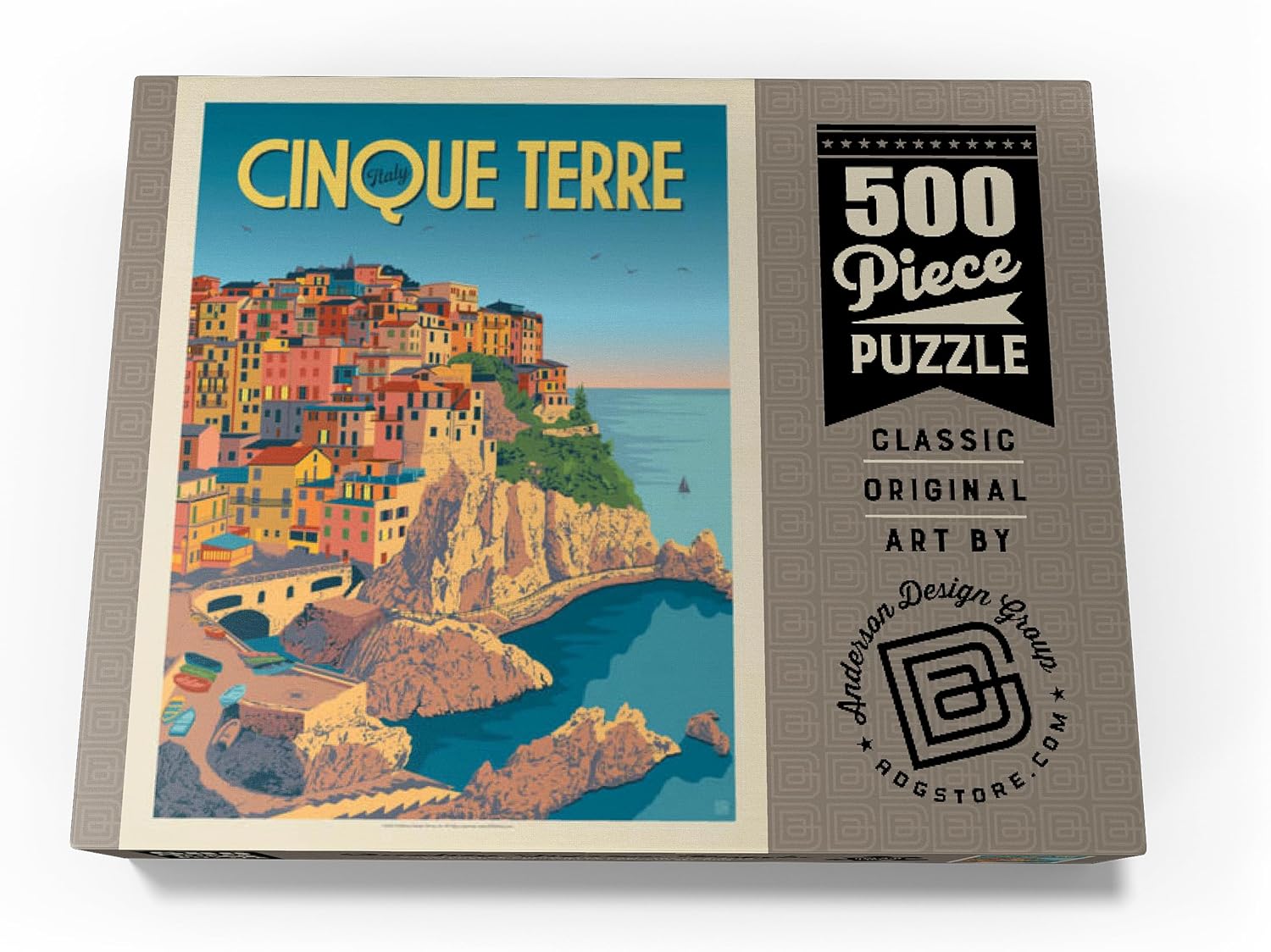 MyPuzzle Italy: Cinque Terre, Vintage Poster - Premium 500 Piece Jigsaw Puzzle for Adults