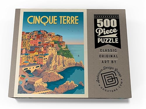 Miniatura 4 de MyPuzzle Italy Cinque Terre, póster vintage, rompecabezas prémium de 500 piezas para adultos