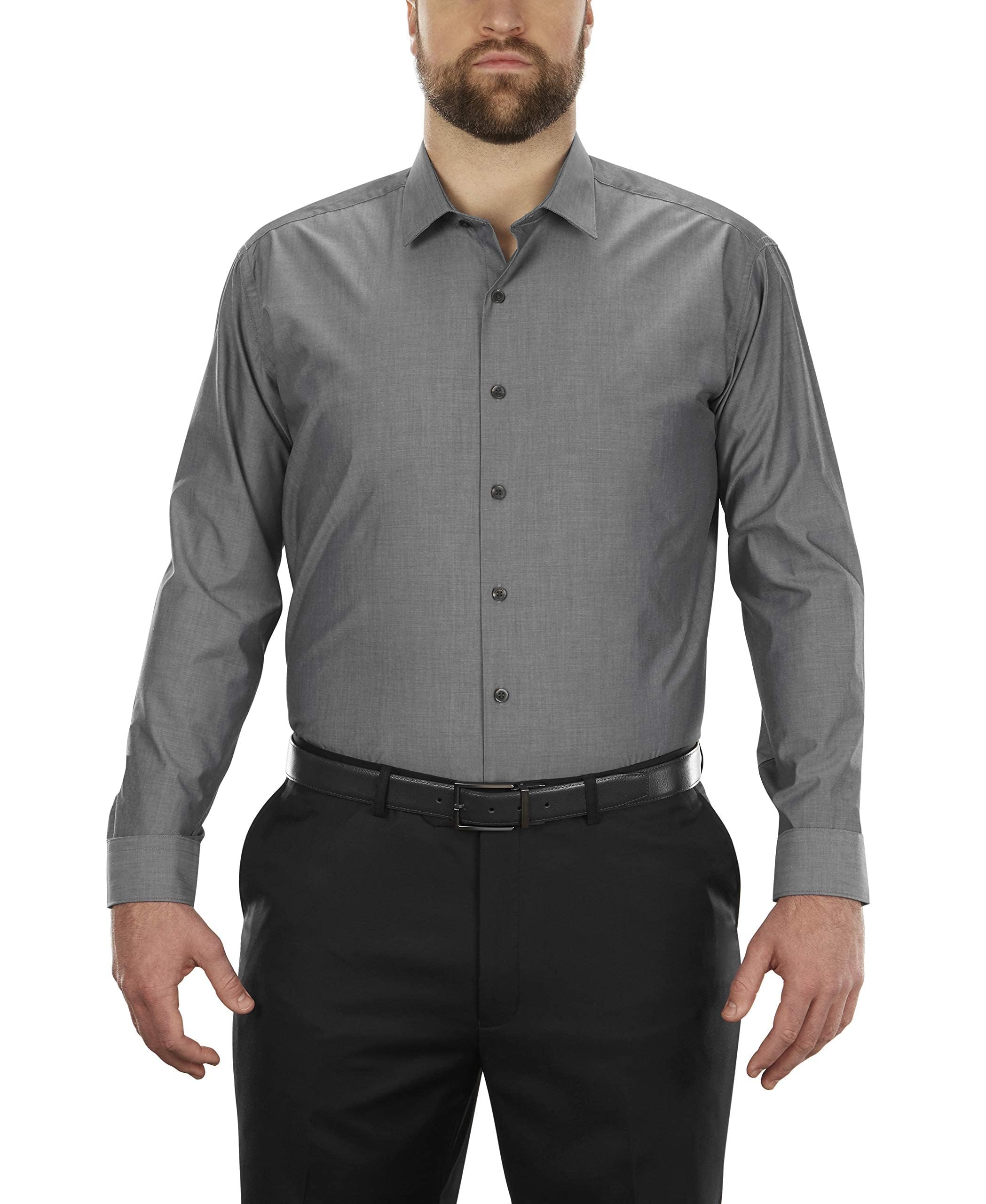 Kenneth Cole REACTION Men's Slim Fit Solid Spread Collar Dress Shirt