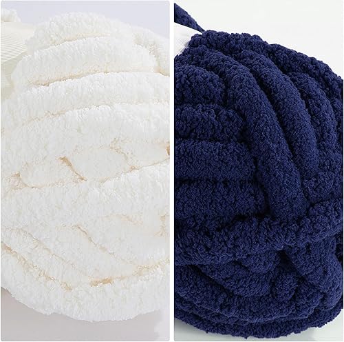 Miniatura 6 de HOMBYS Paquete de 8 hilos gruesos surtidos para tejer a ganchillo, hilo súper voluminoso, grande, suave y esponjoso, hilo de felpilla grueso para