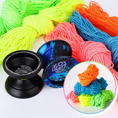 Miniatura 6 de Paquete de 50 cuerdas profesionales de Yoyo, suaves 100% poliéster, para yoyos sensibles y que no responden, color azul, verde, rosa, amarillo,