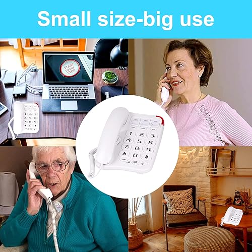Miniatura 6 de Teléfono con botón grande para personas mayores teléfono con cable amplificado con altavoz para teléfonos fijos de hogar ancianos sin necesidad de