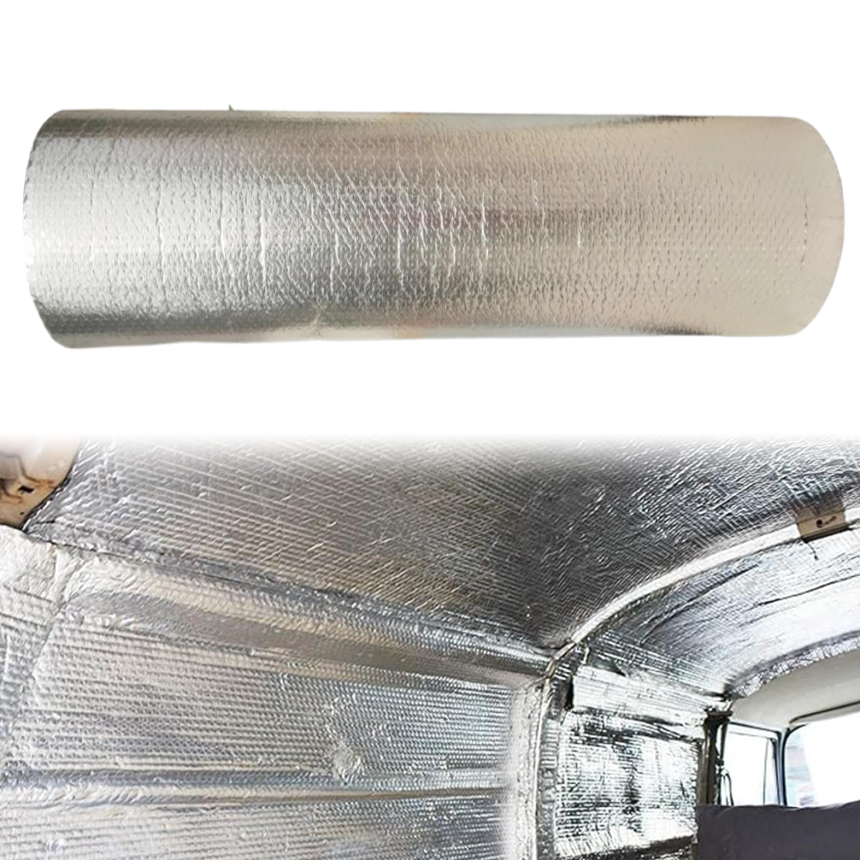 Reflective Insulation, 1 Roll Reflective Insulation Double Sided Bubble Foil Roll Fireproof Heat-Insulated UV Protection for Door, Window, Roof & More