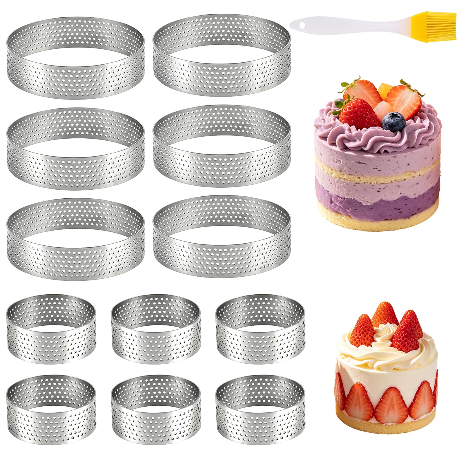 CHENYU 12 Pcs Crumpet Rings Non Stick 5cm/8cm Cookie Rings