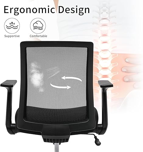 Miniatura 3 de H HAILIBO Silla de oficina con respaldo de malla, silla de escritorio ergonómica giratoria con brazos abatibles y altura ajustable (gris)