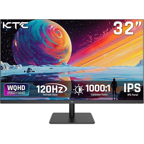 KTC 32 Inch 2K 120Hz Computer Monitor, IPS QHD 2560 x 1440p Monitor with Ultra-Thin Bezels, HDR10, Adaptive Sync, HDMI/Display Ports, Tilt Adjustable, Eyecare, for Office and Casual Gaming, H32T13