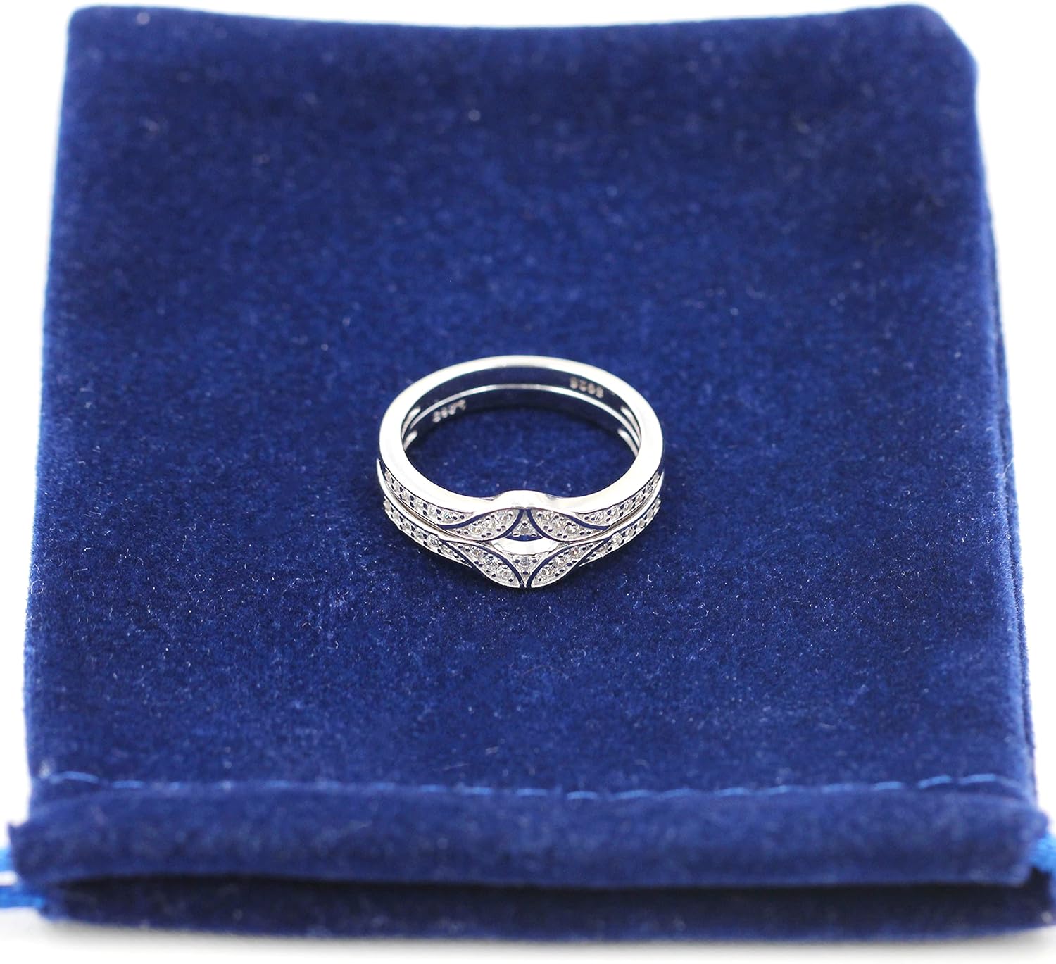 Uloveido White Gold Plated Ring Enhancer Guard for Engagement Wedding Anniversary Rings Enhancer for Women Female with Created Diamond Y475