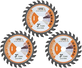 TCT Carbide Circular Cutting Blade-BGTEC Wood Cutting Dics, 3pcs 3"/75mm 24T with 10mm Arbor for Cutting Wood Plastic