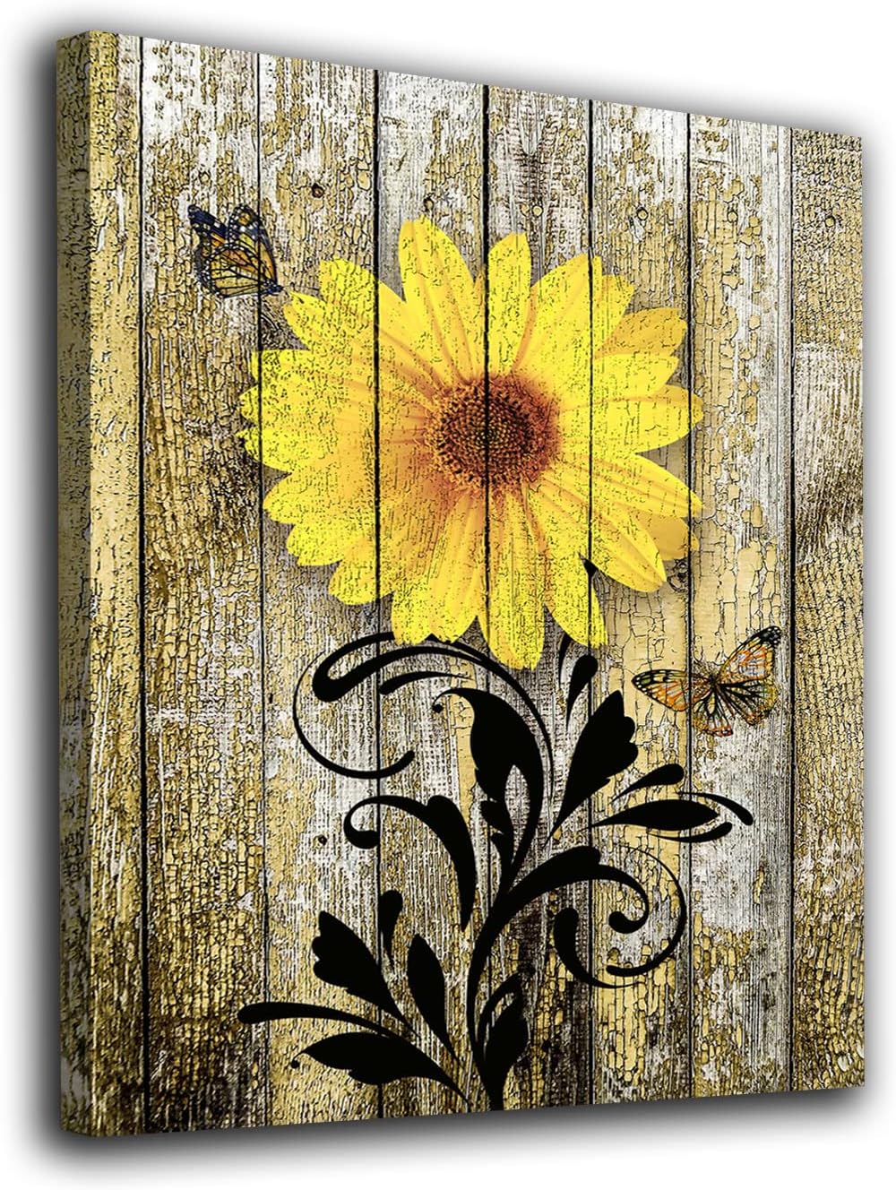 YUOPTKITR Farmhouse Canvas Wall Art Rustic Sunflower Theme
