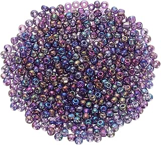 QUARKZMAN Glasperlen zum Auffädeln 4mm 6/0, Purple AB, 1600 Stk