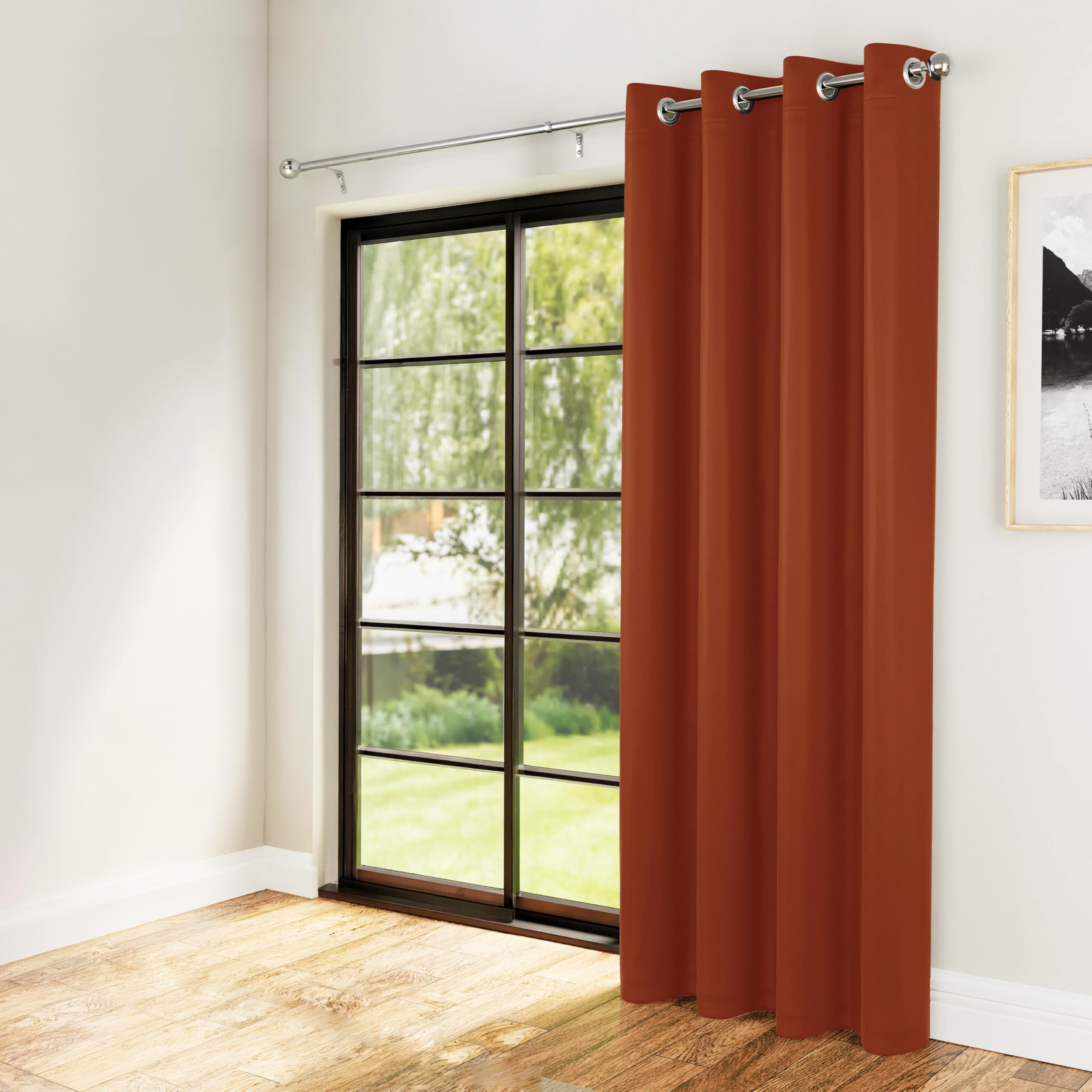 B&Q -  Nightfall Plain Supersoft Orange Thermal Blockout (Single) Eyelet Door Curtain66 X 84 Inch (168 X 214Cm)