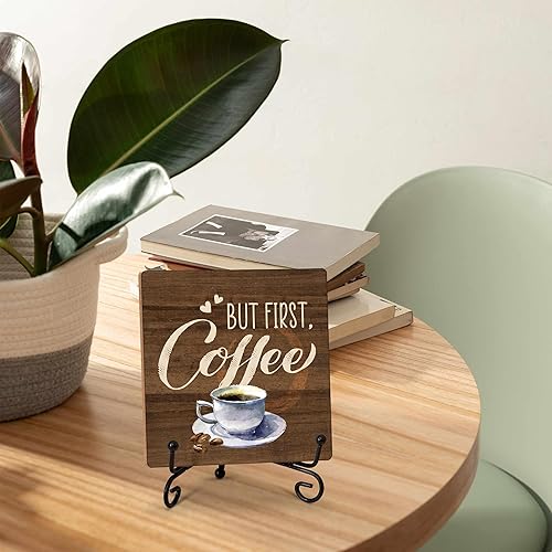 Miniatura 4 de Decoración de café de madera, pero primer regalo de café para amantes, letrero de mesa rústico para estación de cafetería, bar, tienda, cocina,
