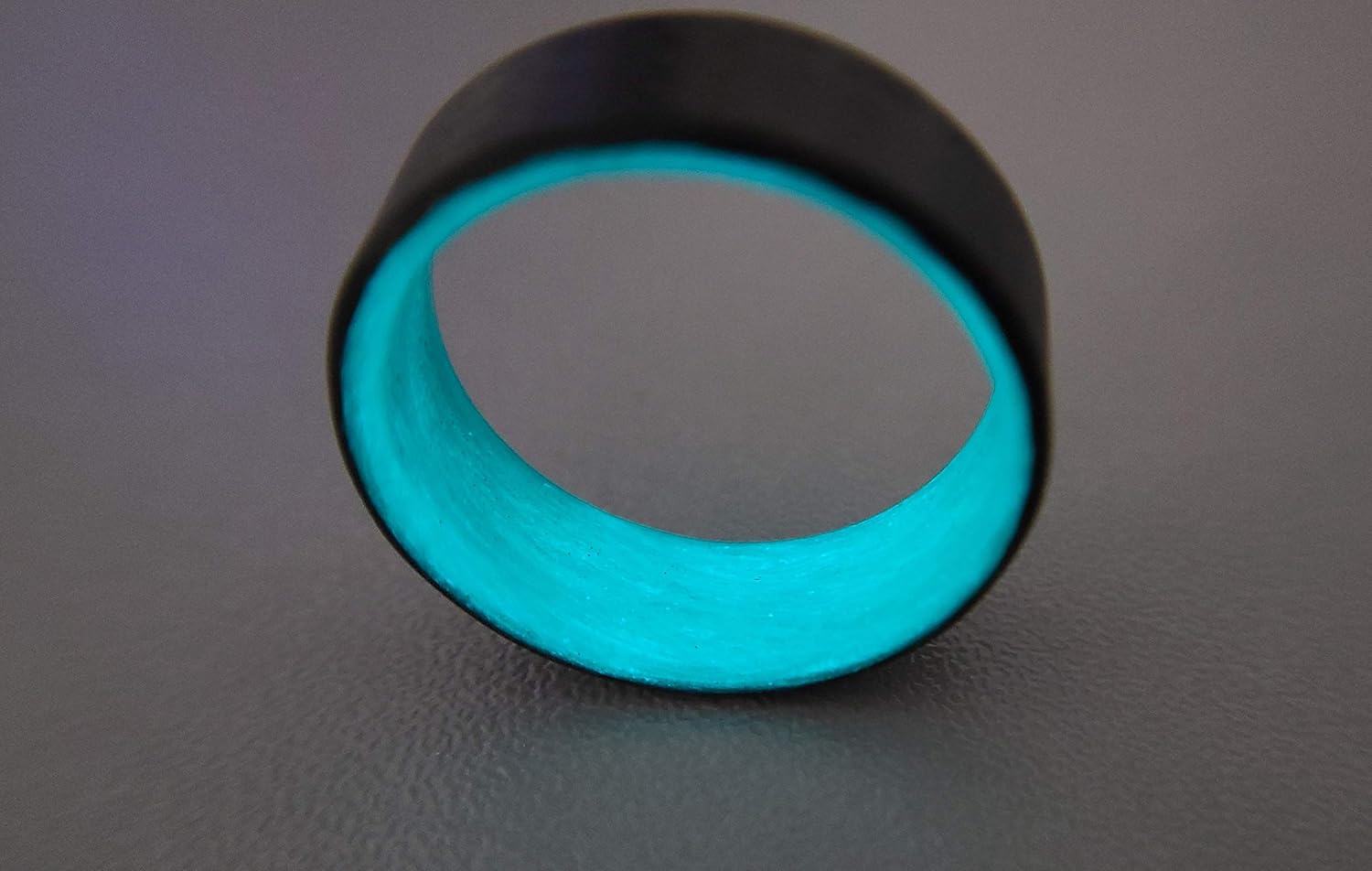 Handmade Ring Band - Men's or Women's Carbon Fiber Twill Ring with Teal Glow Interior, Matte Finish, Glow-in-the-Dark, Durable, Waterproof, Sizes 4-16, Custom Band Widths